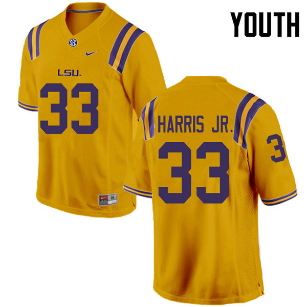 Youth #33 Todd Harris Jr. LSU Tigers College Football Jerseys Sale-Gold - Click Image to Close